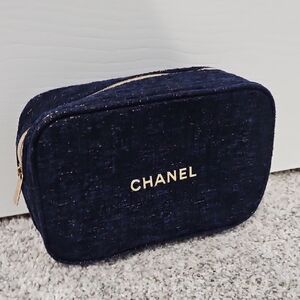 Chanel Midnight Blue Tweed Cometics Pouch
